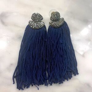 Navy Fringe Earrings